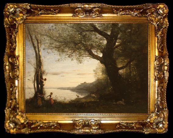 framed  Jean-Baptiste-Camille Corot The Little Bird Nesters, ta009-2
